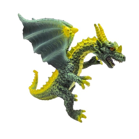Dark Dargon Dragon Action Figure PVC Toy Major Trading Co Fantasy Green Yellow - Picture 1 of 13